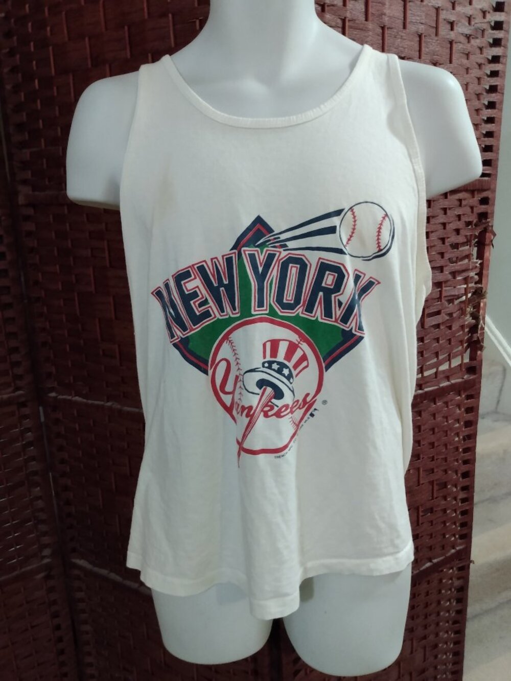 Vintage 80s New York Yankees Tank Top Shirt Mens Large